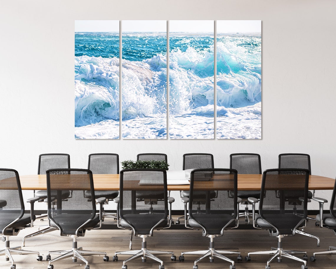 Raging Sea Wave For Wall Decor With Foam Waves For Kitchen Seascape Painting Decor For Home Nautical Artwork On Coast Print Art - Image 4