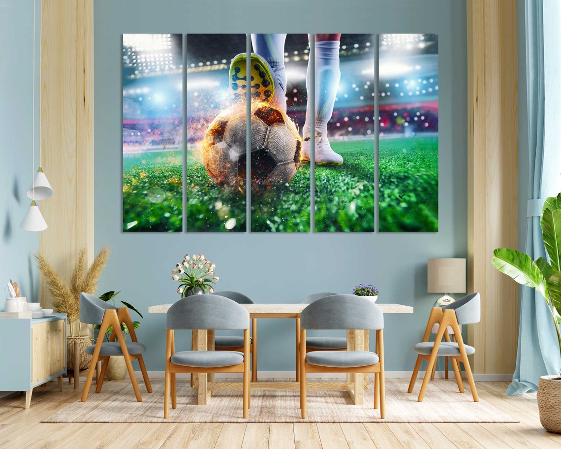 Football Art For Room Decor Football Ball Wall Art Fire Ball Original Art On Game With Ball Print Football Art For Gifts - Image 3