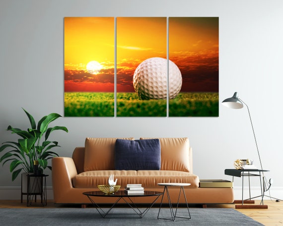 Golf Ball Lawn Sunset Light Print Art On Game With Ball Decor For Gift Golf Photo Print Golf Game Painting Art Golf Ball Image