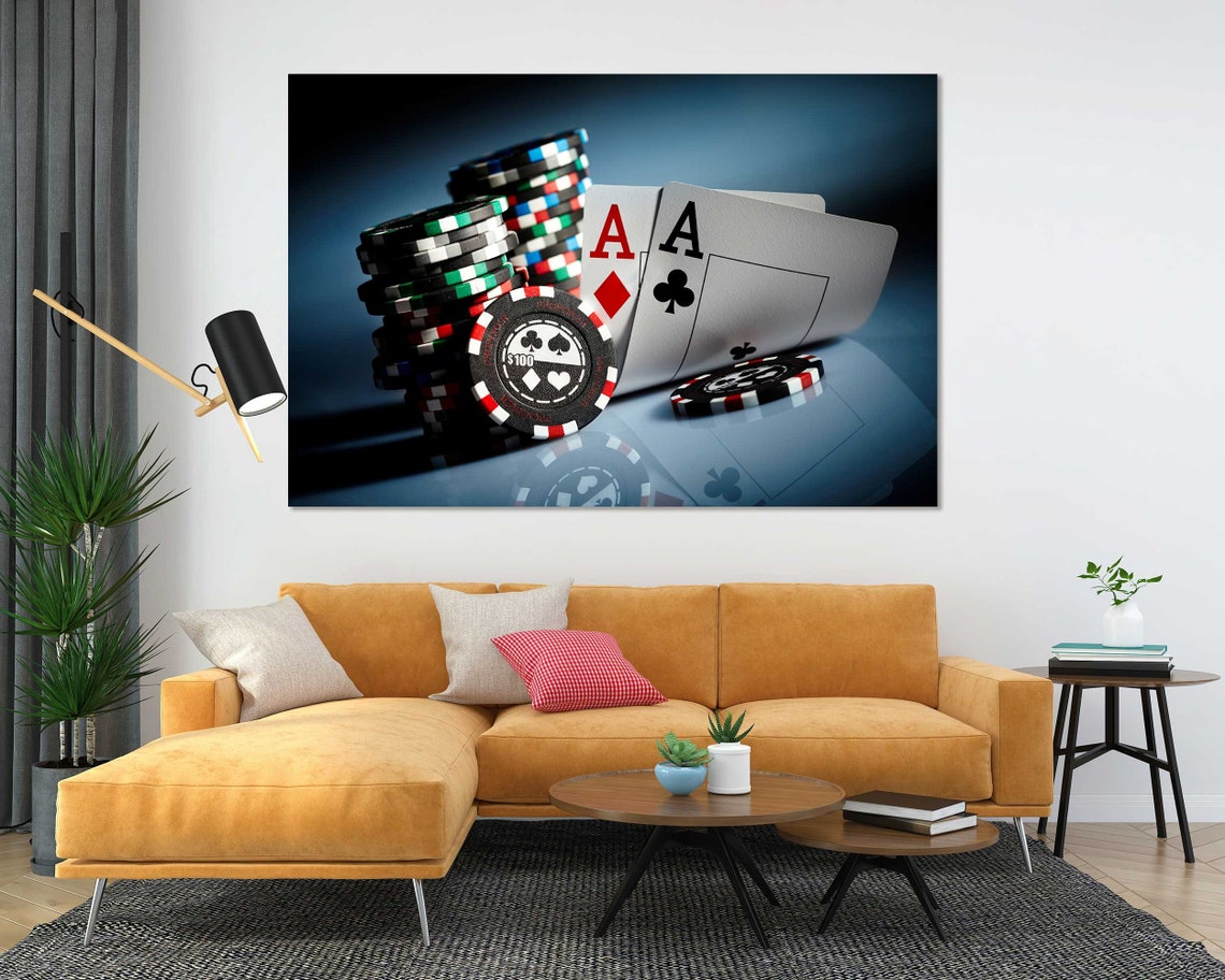 Poker Aces and Stacked Chips Casino Night Game Room Wall Art Print - Image 4