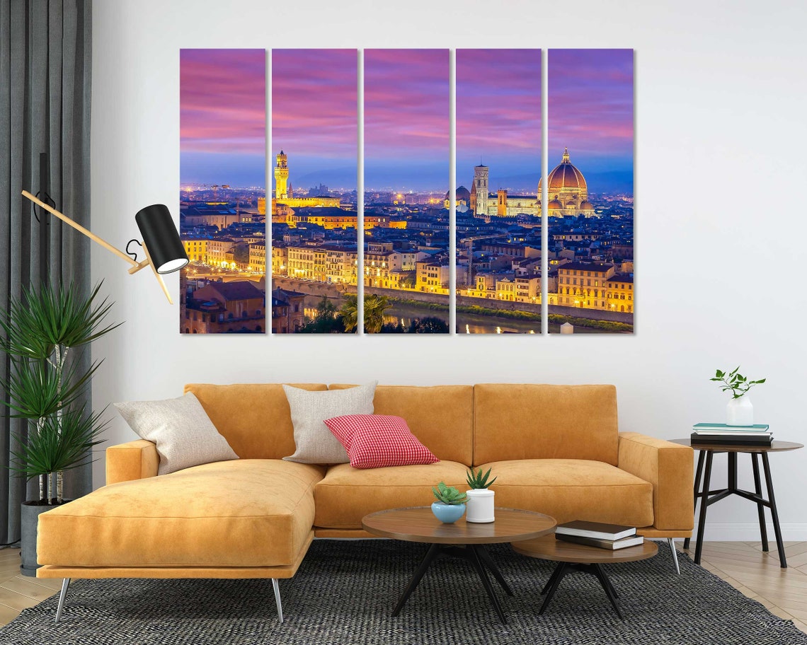 Florence Italy Night Duomo Pink Sky Arno River Lights Travel Poster - Image 5