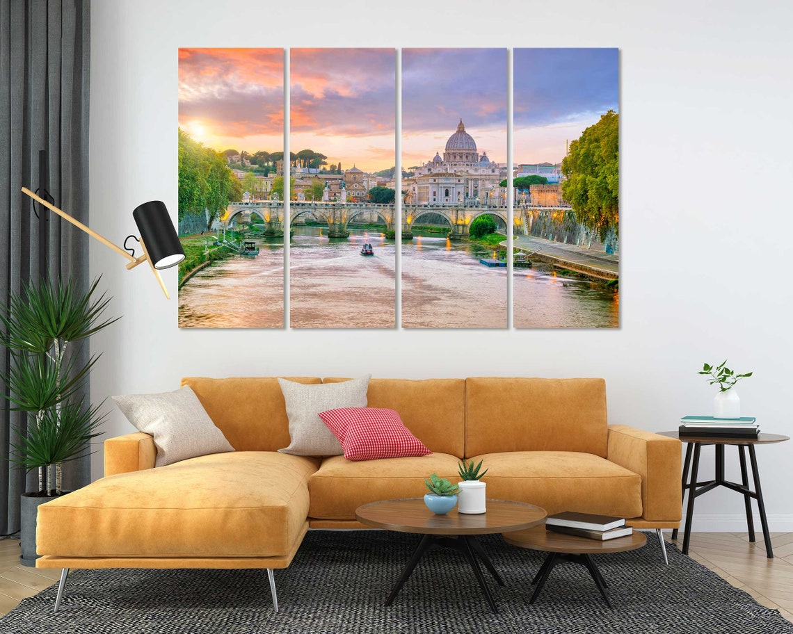St Peters Basilica Rome Sunset Tiber River Bridge Vatican Poster - Image 2