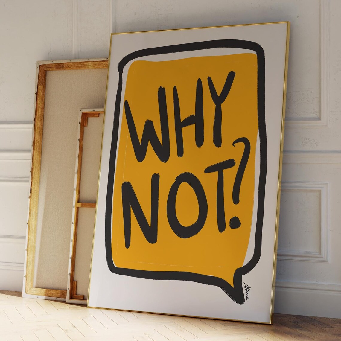 Why Not Yellow Speech Bubble Motivational Quote Pop Art Poster