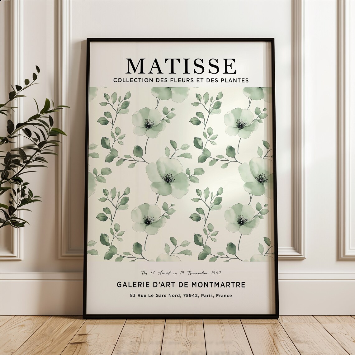 Matisse Sage Green Flowers 1962 Montmartre Exhibition Gallery Poster