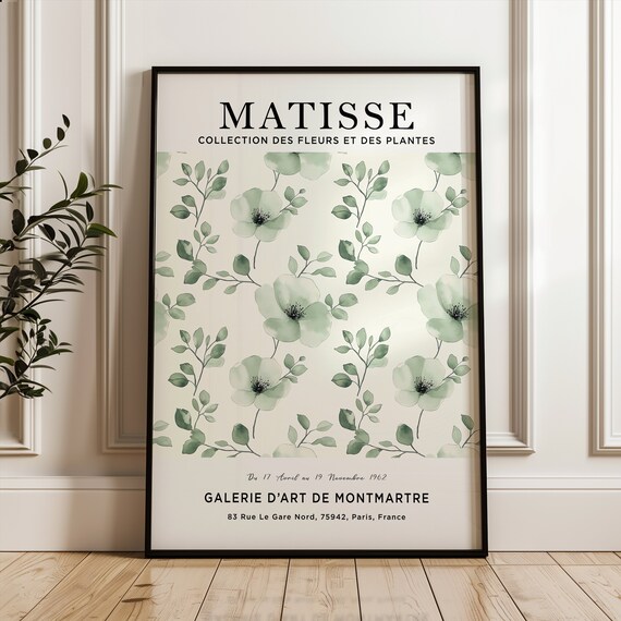 Matisse Sage Green Flowers 1962 Montmartre Exhibition Gallery Poster