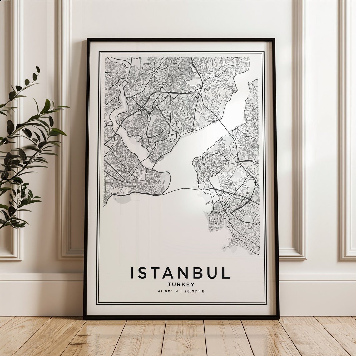 Istanbul Turkey Street Map Cream Minimalist Monoline Art Poster