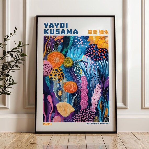 Yayoi Kusama Underwater Coral Dots Exhibition 1984 Art Poster