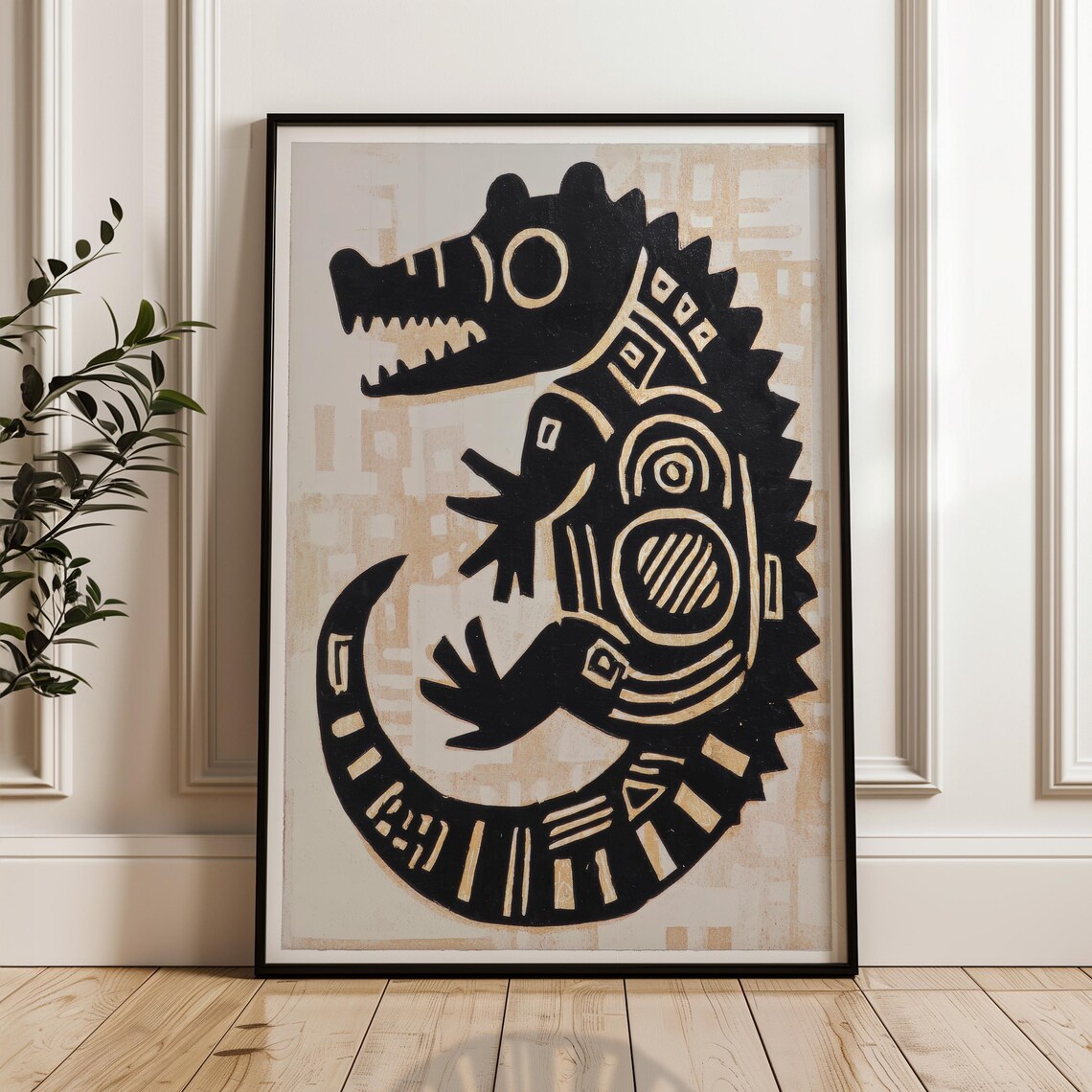 Traditional Mexican Crocodile Folk Art Print