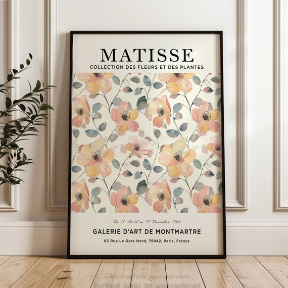 Henri Matisse Floral Print Exhibition Poster Wall Art Colourful Vintage Fine Living Room Decor Watercolour Mid Century Modern