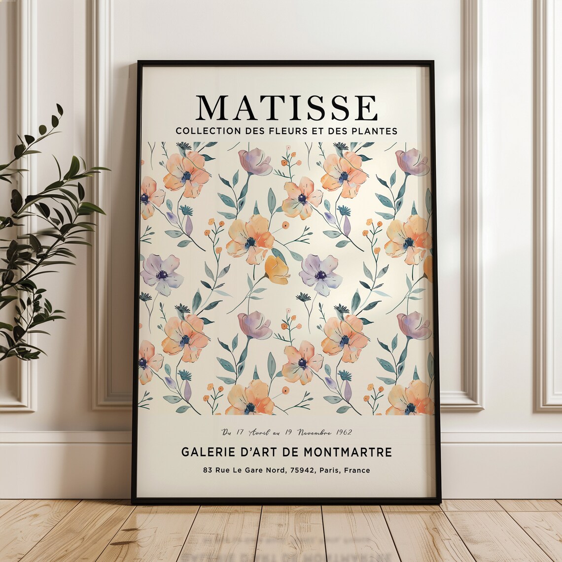 Henri Matisse Peach Watercolor Floral Exhibition Soft Blooms Poster