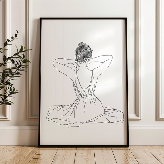 Woman Figure Line Art Poster Minimalistic Print Black And White Feminist Wall Decor Modern Home Decoration Minimalist