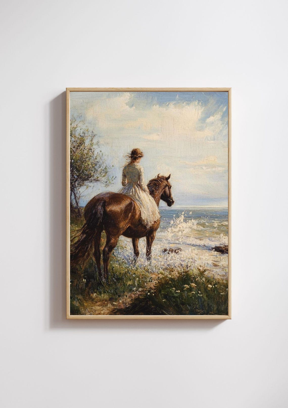 Romantic Seaside Ride, Vintage Cottagecore Art Print - Image 2