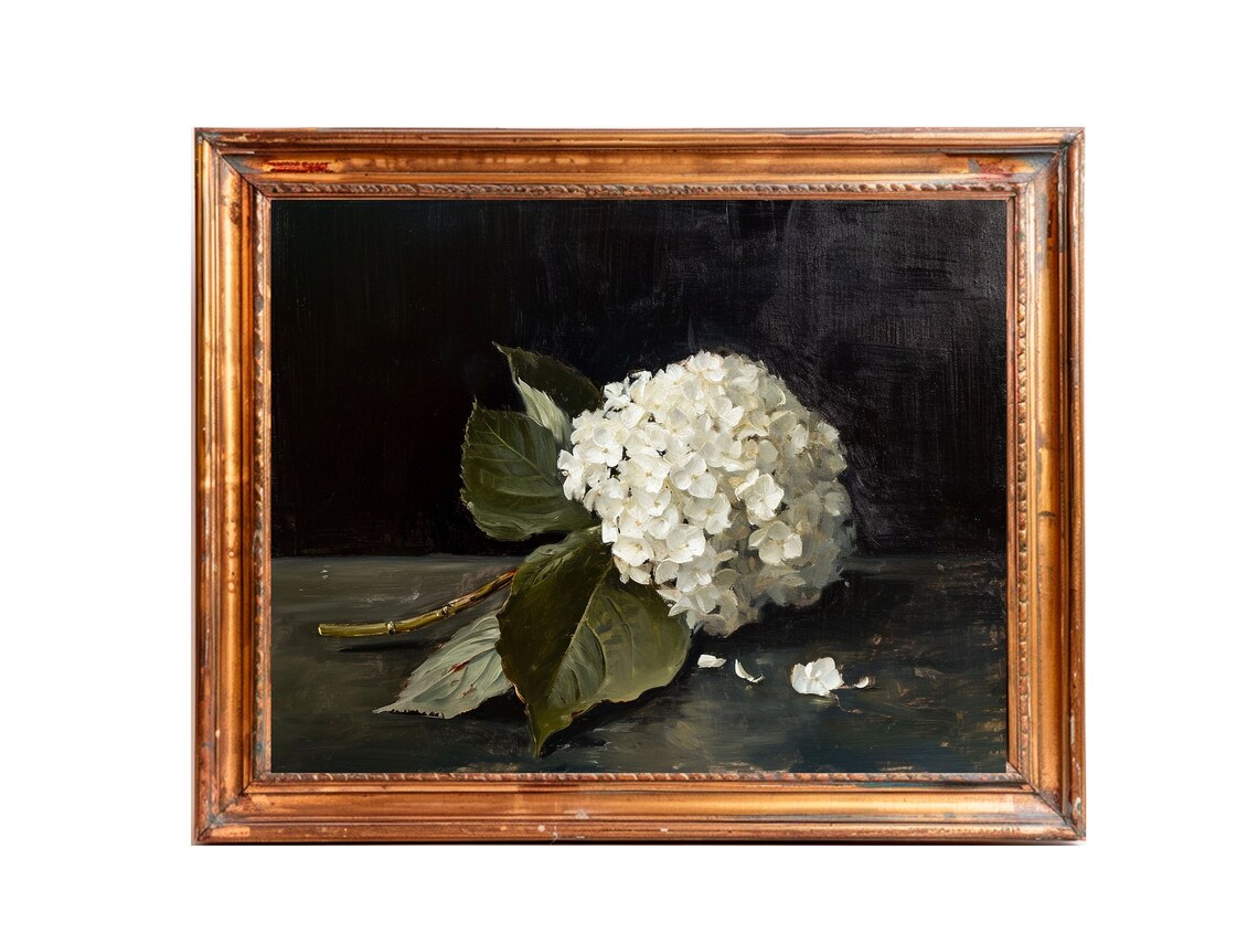 White Hydrangea Flower, Vintage Floral Art Print - Image 2