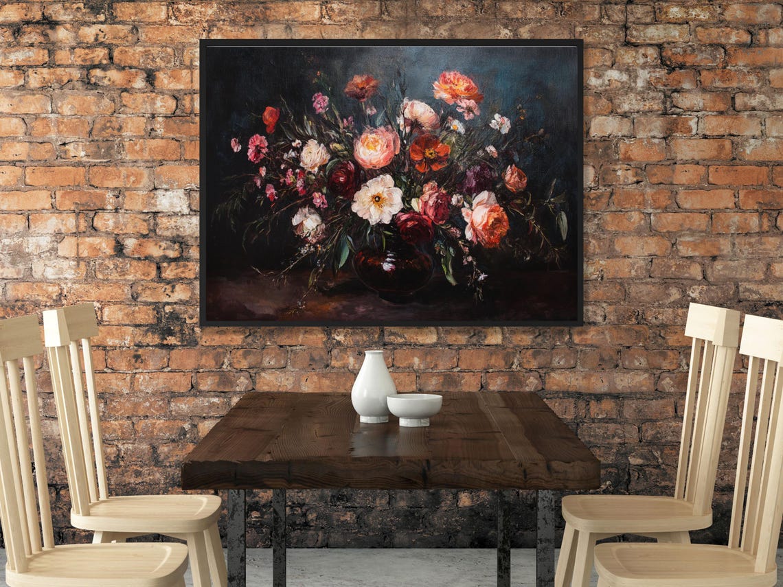 Vintage Floral Art Still Life Art Vase Of Flowers Oil Painting Vintage Style Prints Cottage Core Gallery Wall Art Downloads - Image 2
