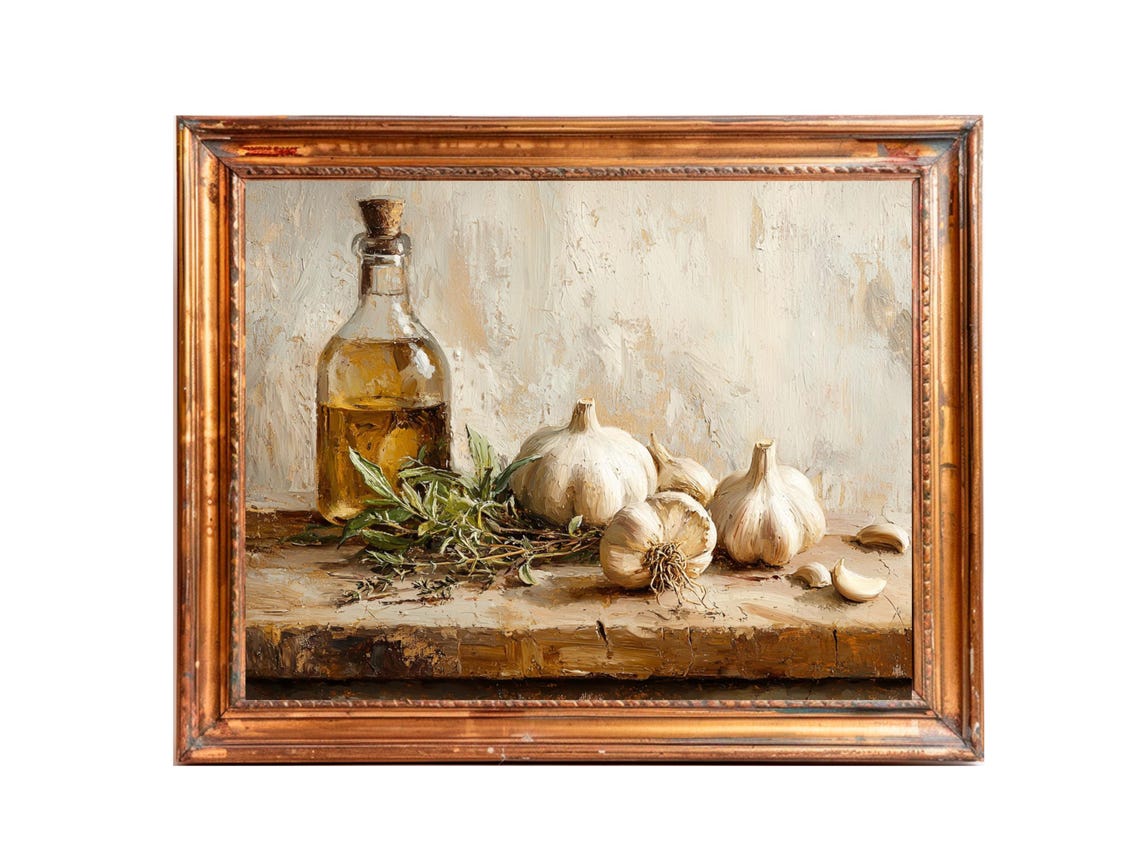 Country Kitchen Still Life, Vintage Oil-Painting Print - Image 3