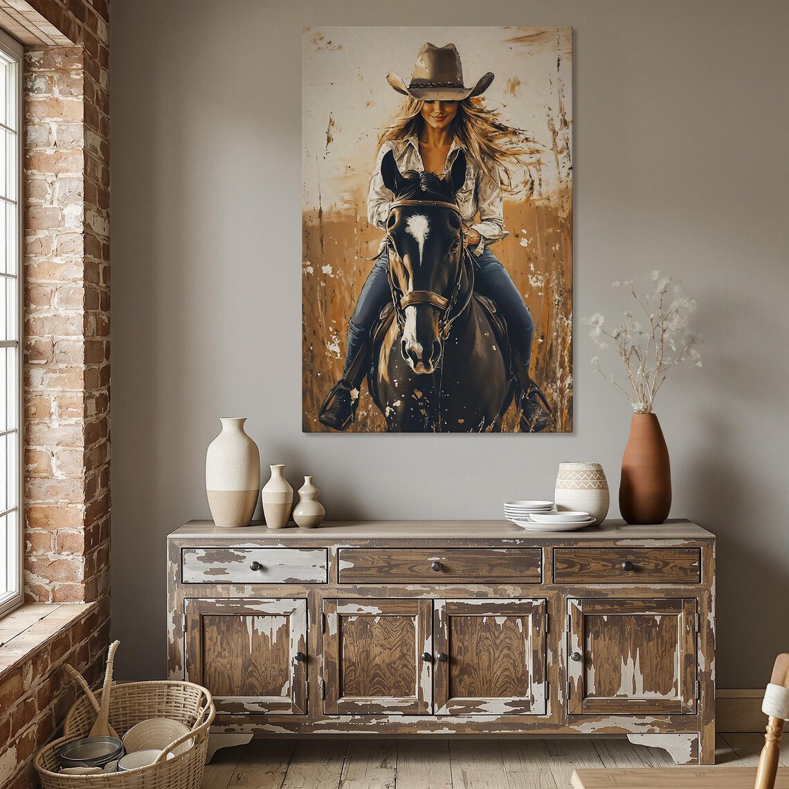 Wild West Cowgirl Riding Horse Equestrian Western Art Poster - Image 5