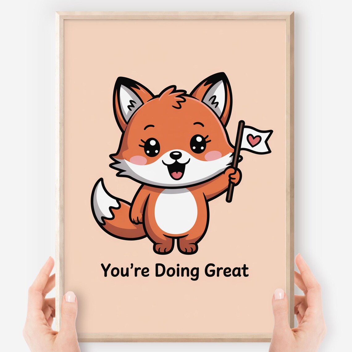 Cute Kawaii Fox You Are Doing Great Kids Encouragement Poster