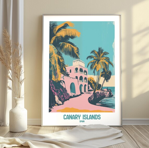 Canary Islands Spain Tropical Escape Series Retro Art Print