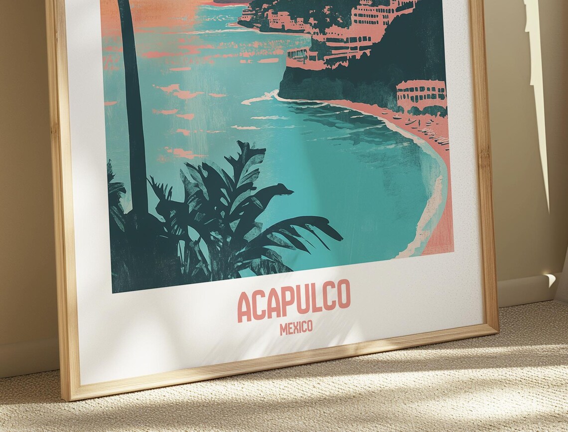 Acapulco Mexico Tropical Escape Series Retro Art Print - Image 5