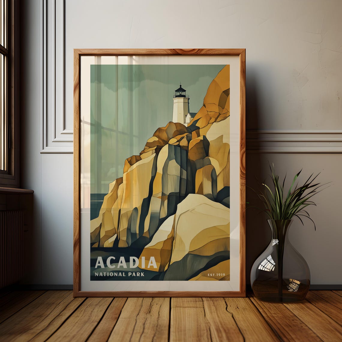 Acadia National Park Maine Lighthouse Ocean Cliffs Art Poster - Image 3