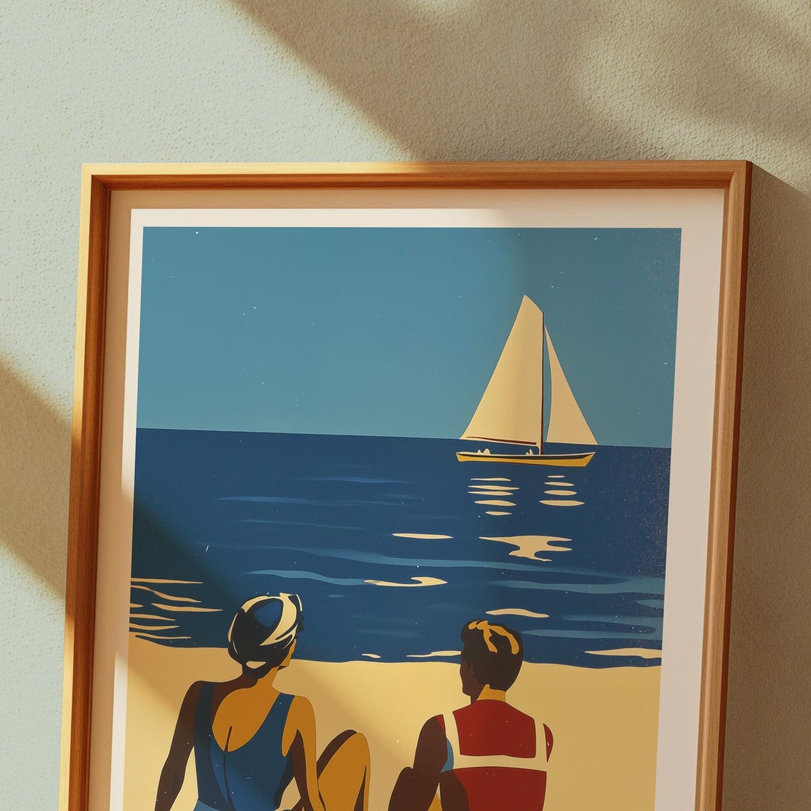 Zee Brugge Belgian Coast Beachgoers Sailboat Art Deco Poster - Image 5