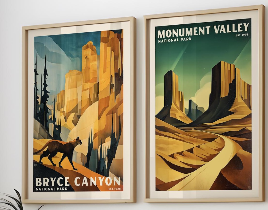 Monument Valley National Park Vintage Poster Cubist Art Print - Image 2
