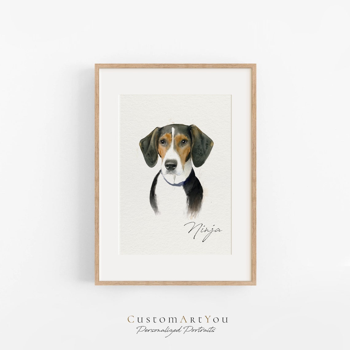 Custom Spaniel Watercolor Dog Portrait With Name Scripted Art Poster - Image 2