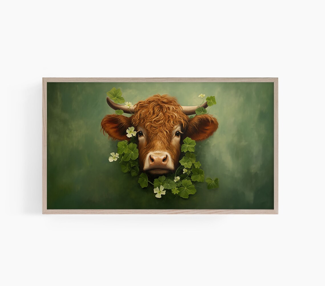 Highland Cow Saint Patrick's Day, Vintage Irish Print - Image 2