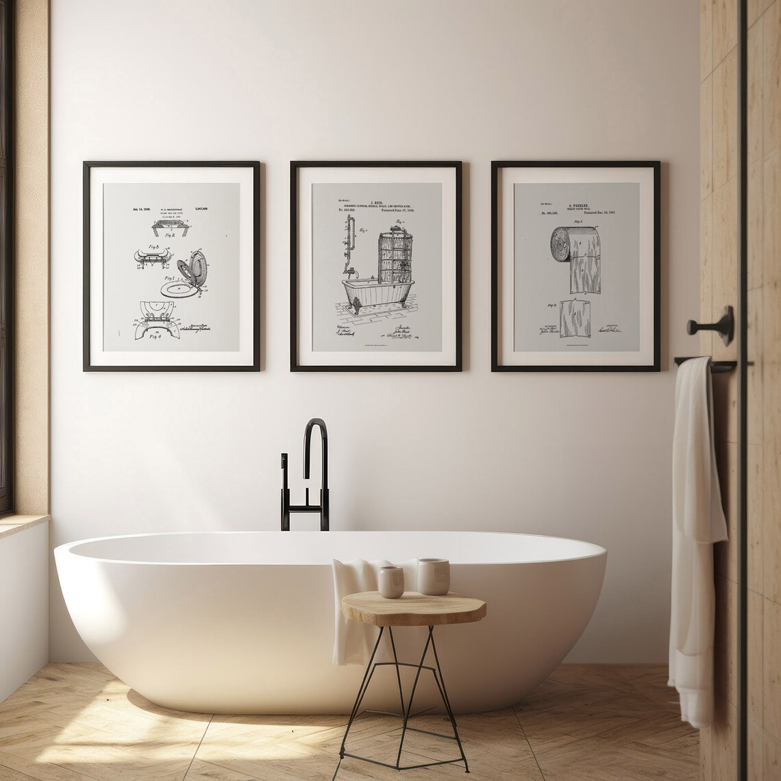 Bathroom Patent Vintage Bathroom Art, Print Set - Image 2