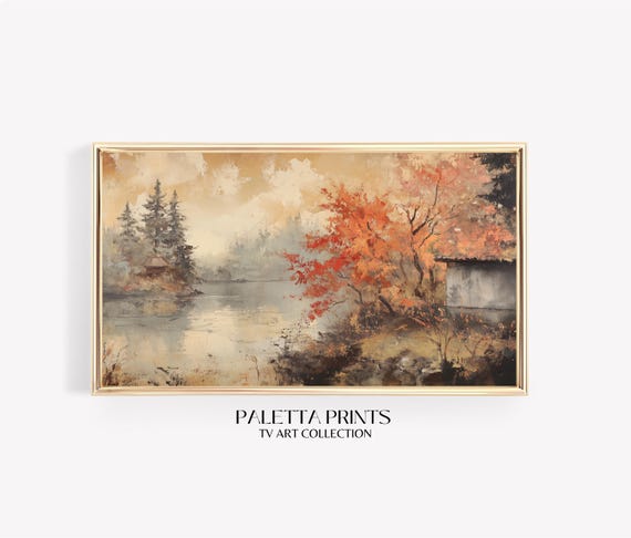 Frame Tv Lake Art Art For Frame Tvs Nature Tv Art Rustic Vintage Tv Art Fall Art Paletta Prints