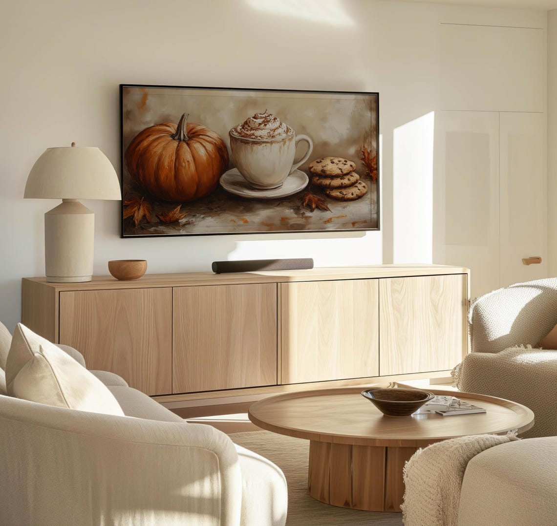 Moody Pumpkin Latte Whipped Cream Cookie Stack Fall Kitchen Art Print - Image 3