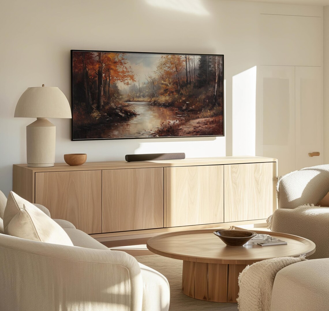 Frame Tv Moody Forest River Art Art For Frame Tvs Nature Tv Art Rustic Countryside Tv Art Fall Art Paletta Prints - Image 3