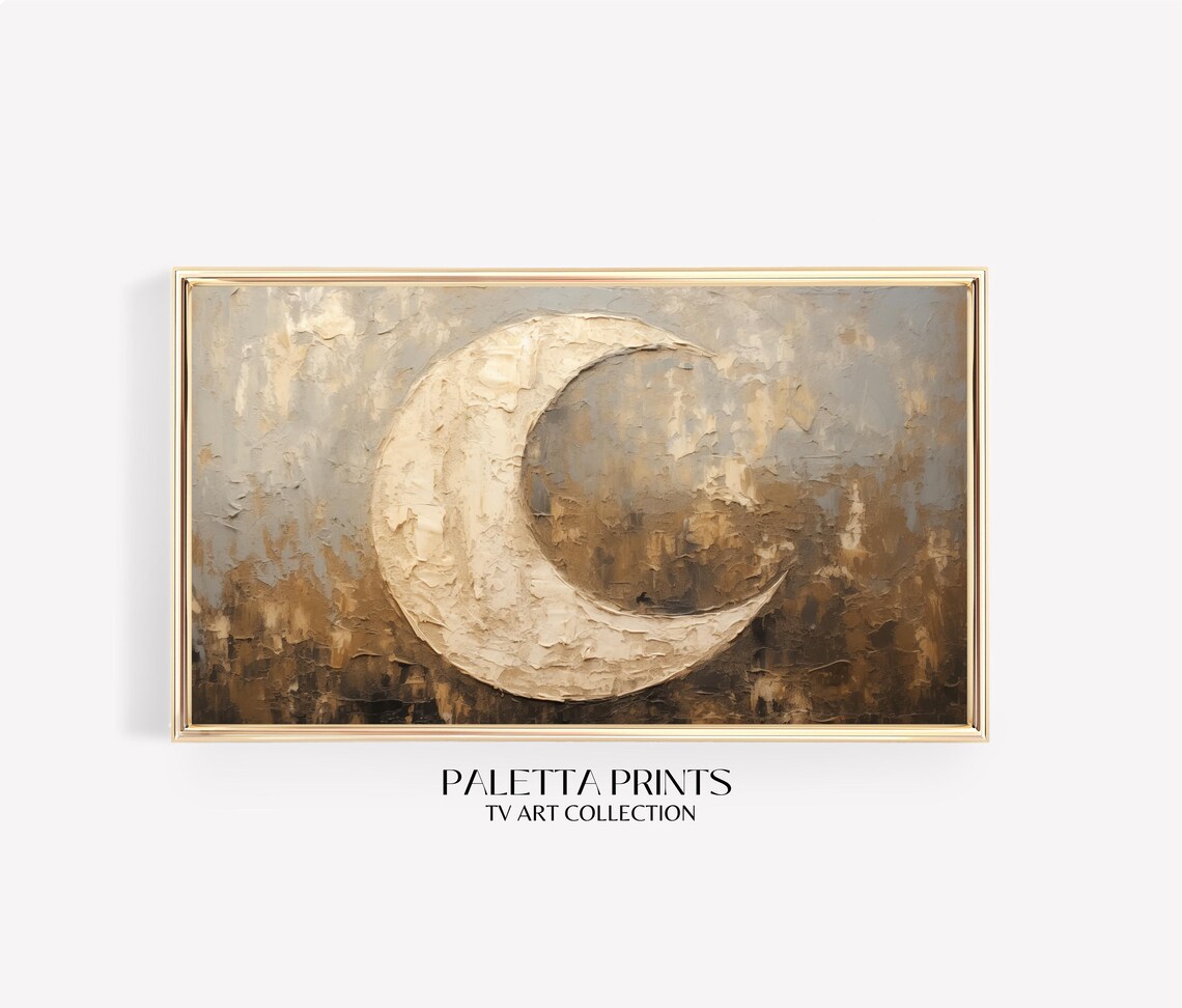 Crescent Moon Textured Abstract Art Print - Image 3