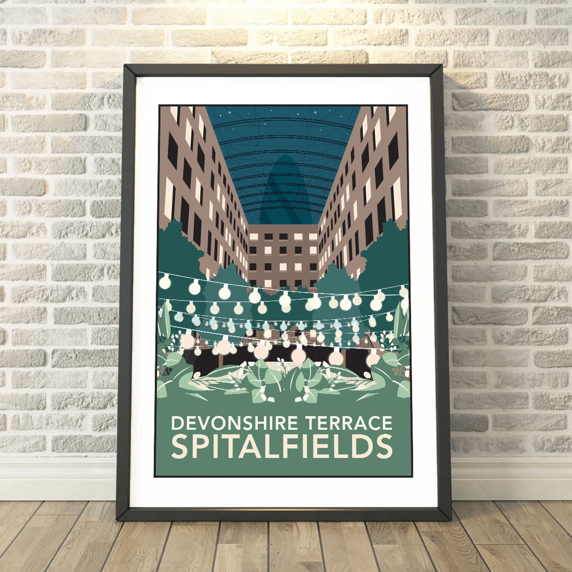 Devonshire Terrace Spitalfields London Courtyard Vintage Travel Poster