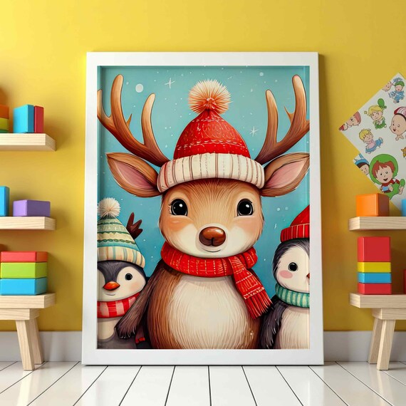 Christmas Wall Art Vintage Holiday Decor Retro Cozy Festive Designs Instant Cute Trendy
