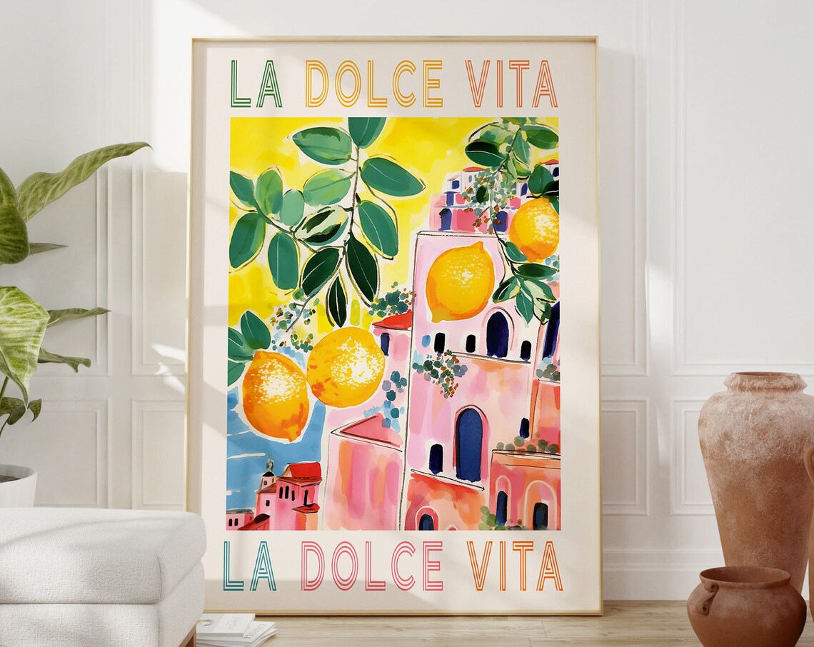 Amalfi Coast Italy Retro Travel Poster