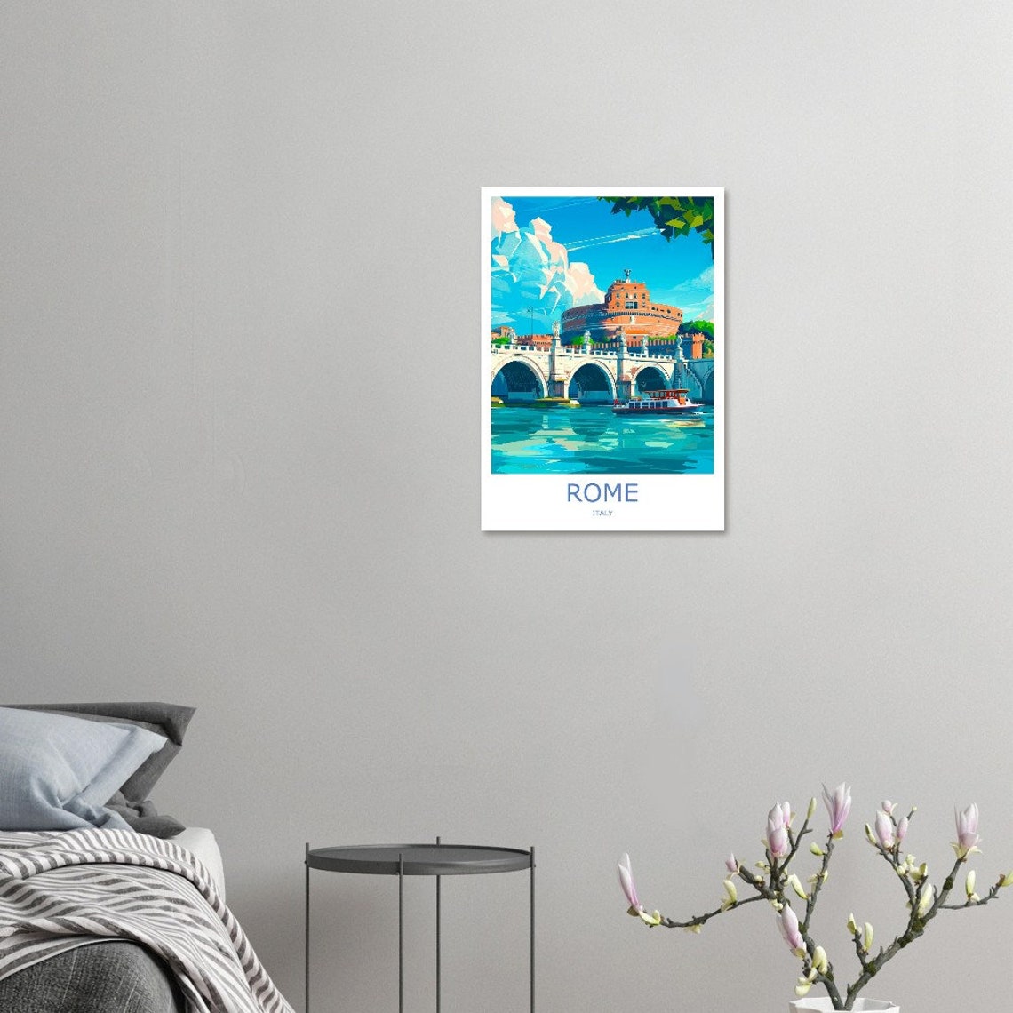 Rome Castel Sant'Angelo Tiber River Bridge Italy Travel Poster - Image 2