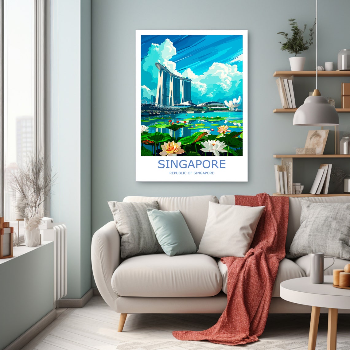 Singapore Travel Print Singapore Wall Art Singapore Travel Poster Singapore Gift Art Singapore Wall Decor Home Singapore Memories - Image 2