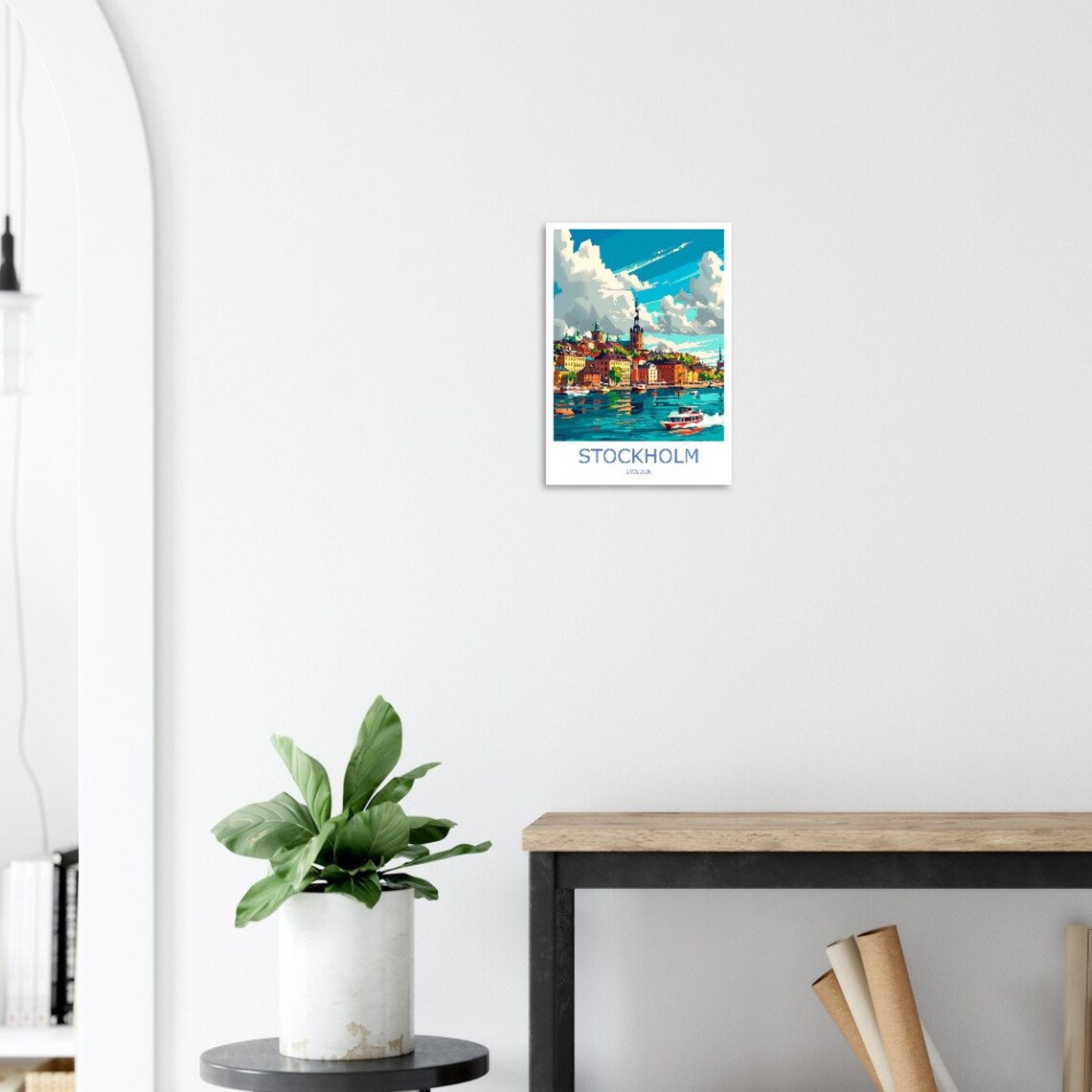 Stockholm Old Town Skyline Harbour Boat Sweden Travel Poster - Image 3