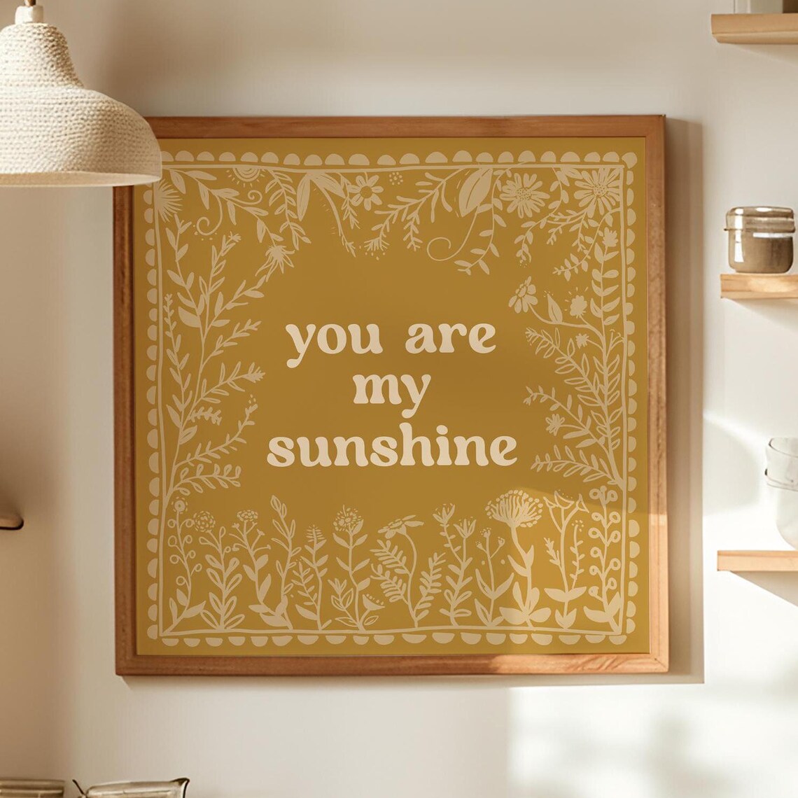 You Are My Sunshine Nursery Quote, Scandinavian Folk Style