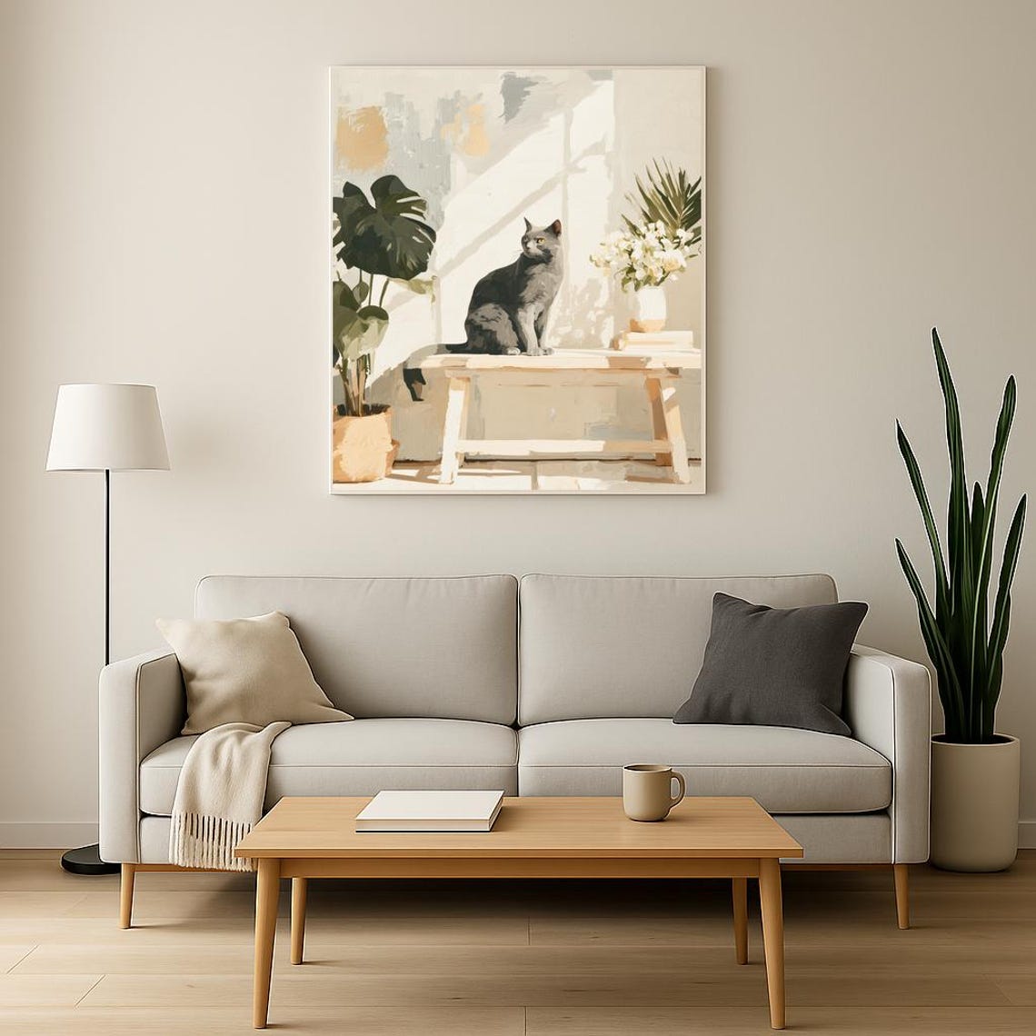Minimalist Cat Art Print, Boho Style Poster - Image 3