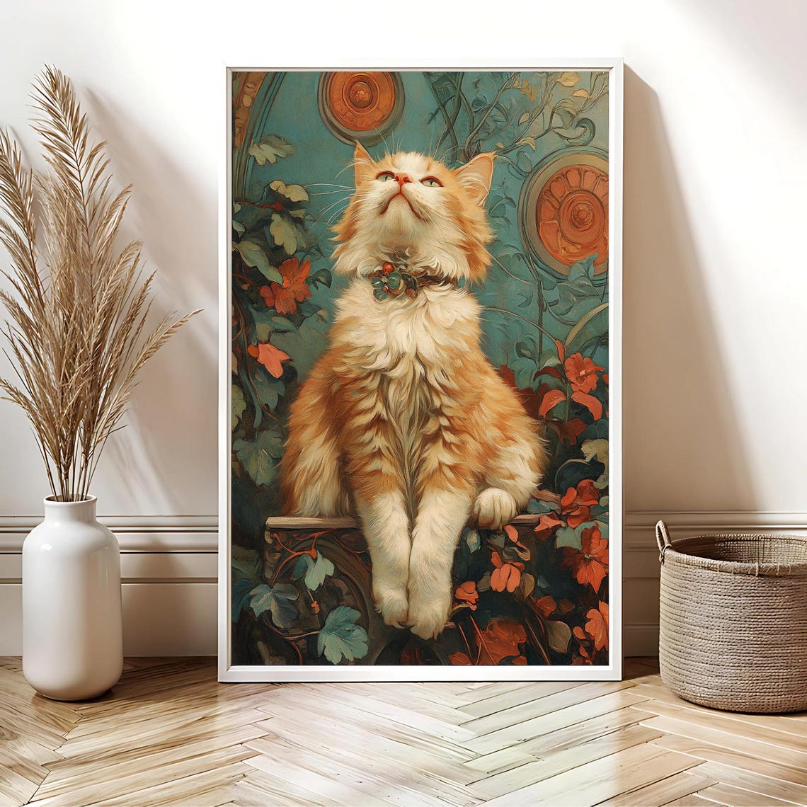 Art Deco Nouveau Cat Print, Alphonse Mucha Vintage - Image 3