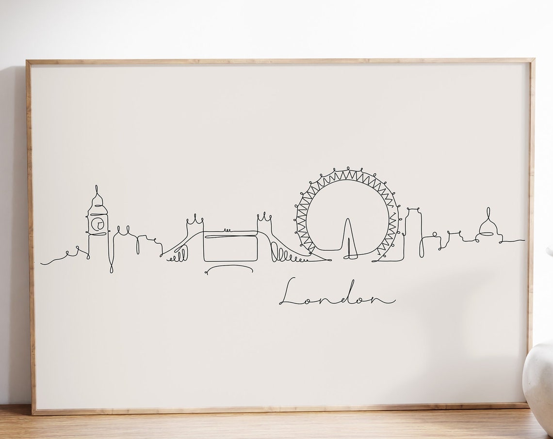 London City Skyline Cityscape Line Wall Art England Print United Kingdom House Art London Gift Big Ben Poster Travel Gift