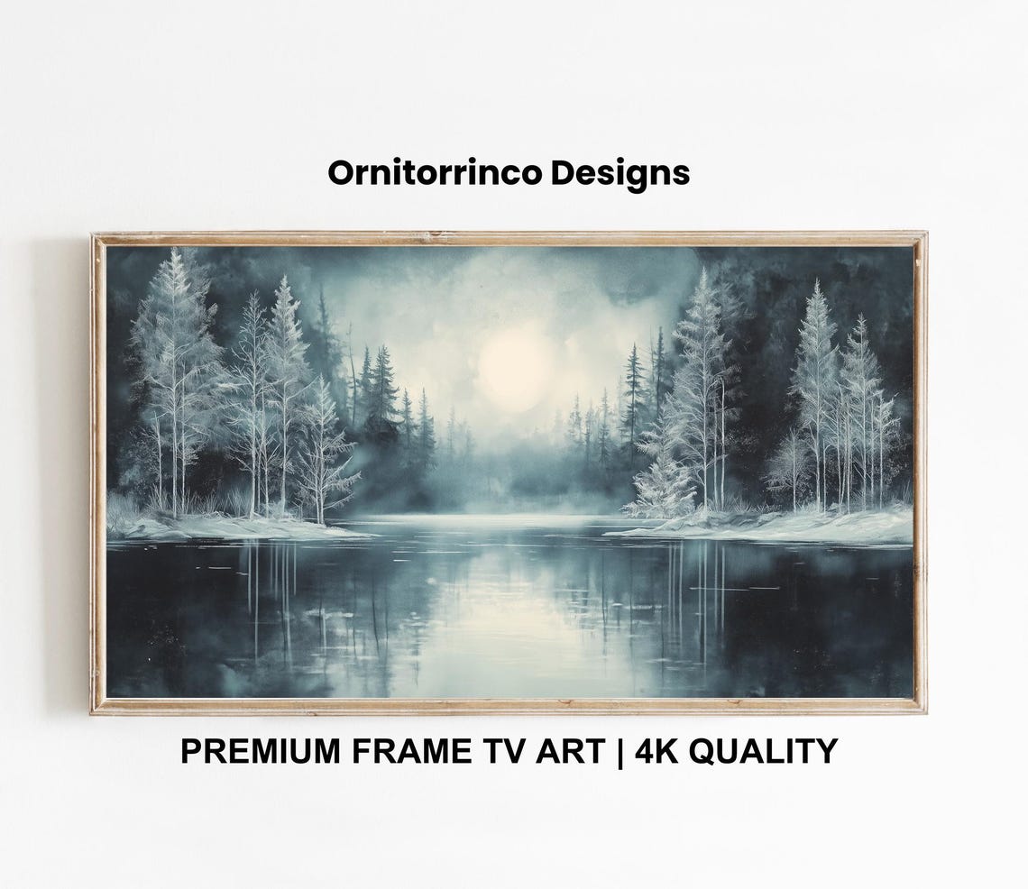 Winter Frame Tv Art 4k Frame Tv Art Abstract Winter Tv Art Watercolor Winter Moody Colors Tv299 - Image 3