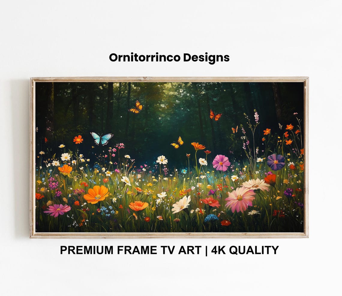 Spring Flowers Tv Art 4k English Meadow Tv Art Wildflowers Tv Art Butterfly Tv Art Vibrant Colors Tv356 - Image 3