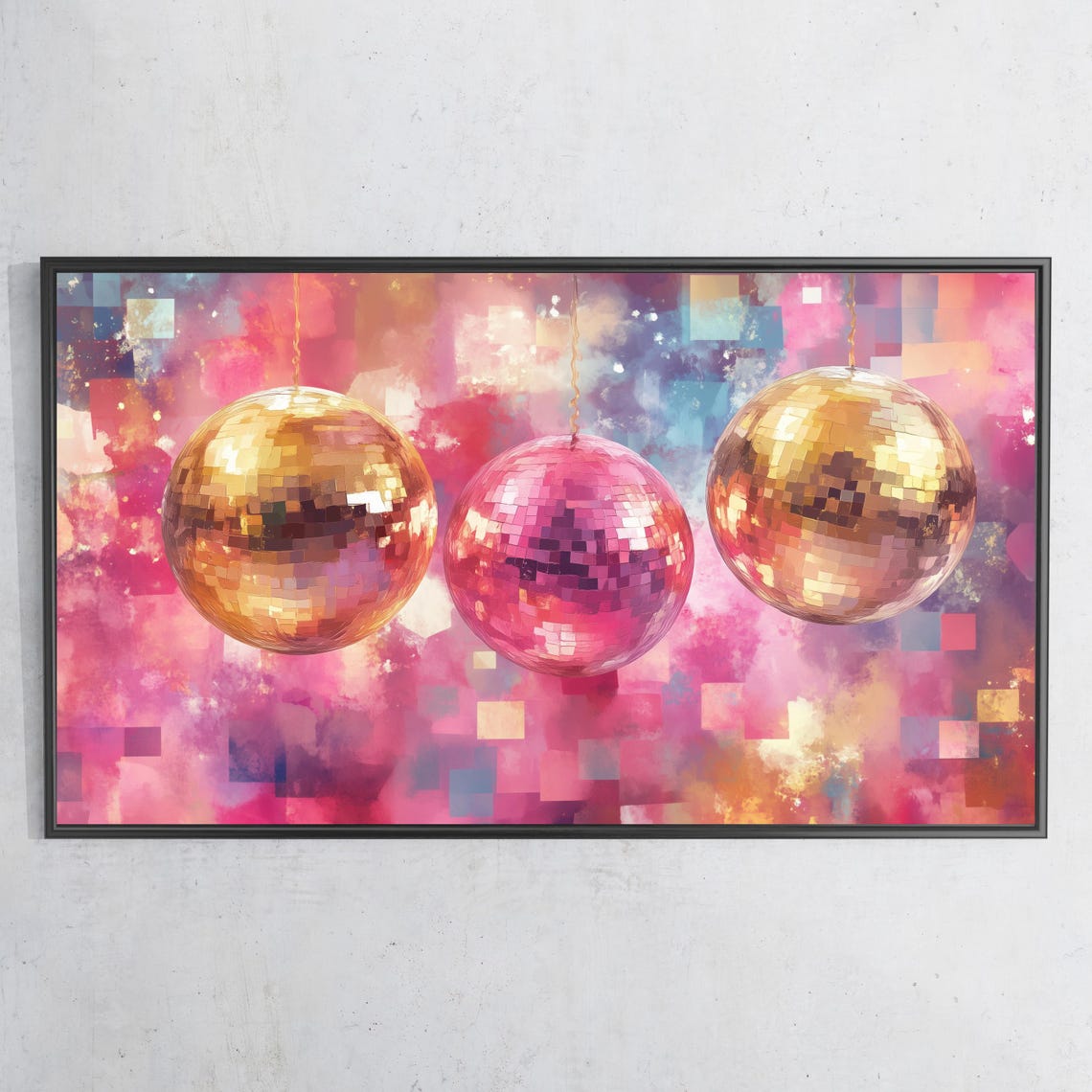 Pink Gold Disco Balls Party Abstract Colorful New Year Wall Poster - Image 3