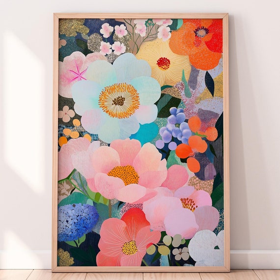 Dreamy Floral Art, Modern Flower Illustration