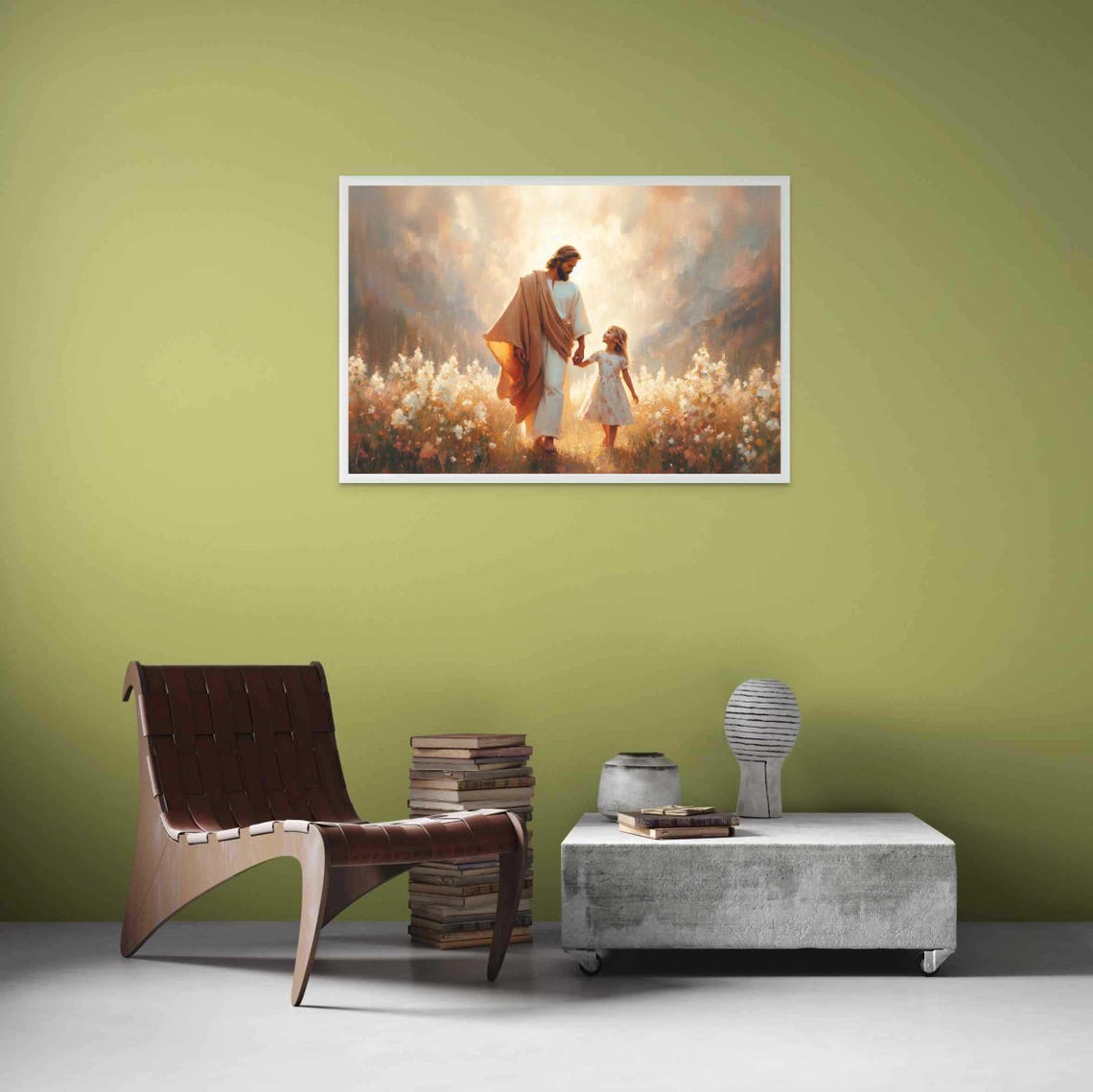 Walk With Him Christian Jesus With Girl Art - Image 4