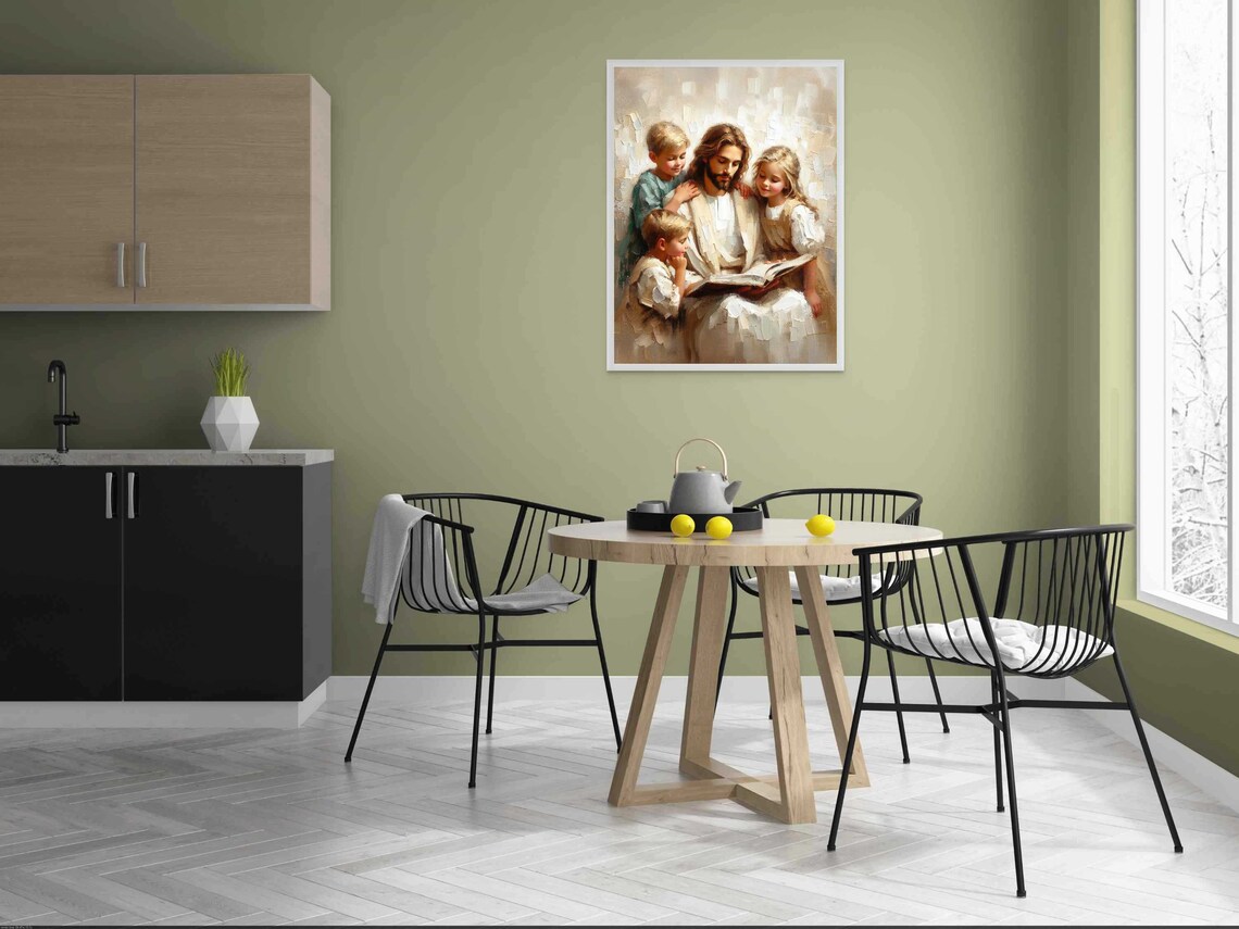 Jesus And Kids Christian Painting, Bible Art - Image 4