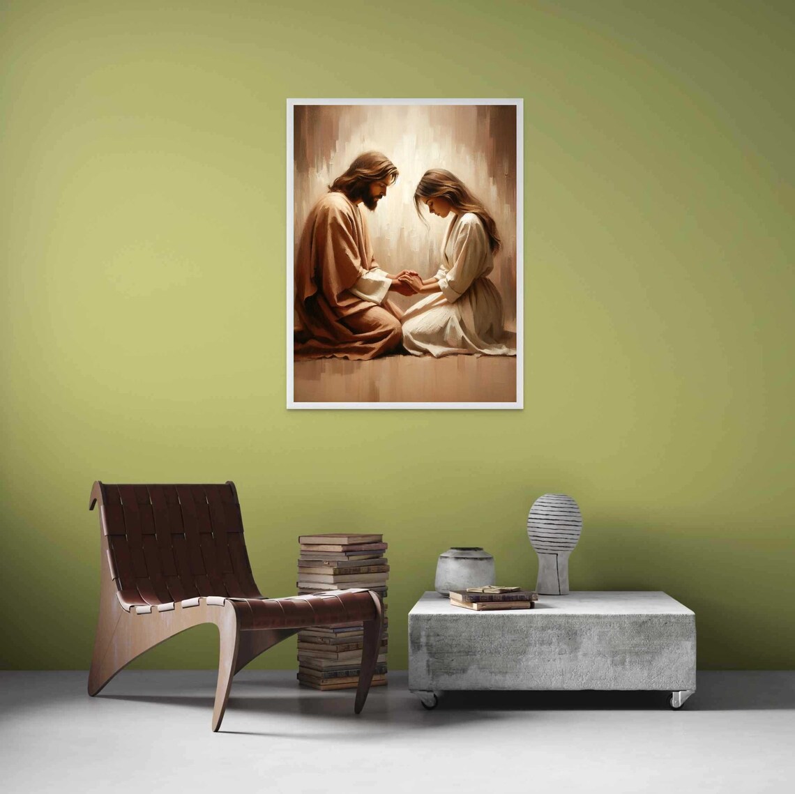 Prayers At Night Christian Art, Jesus Praying With Woman - Image 3